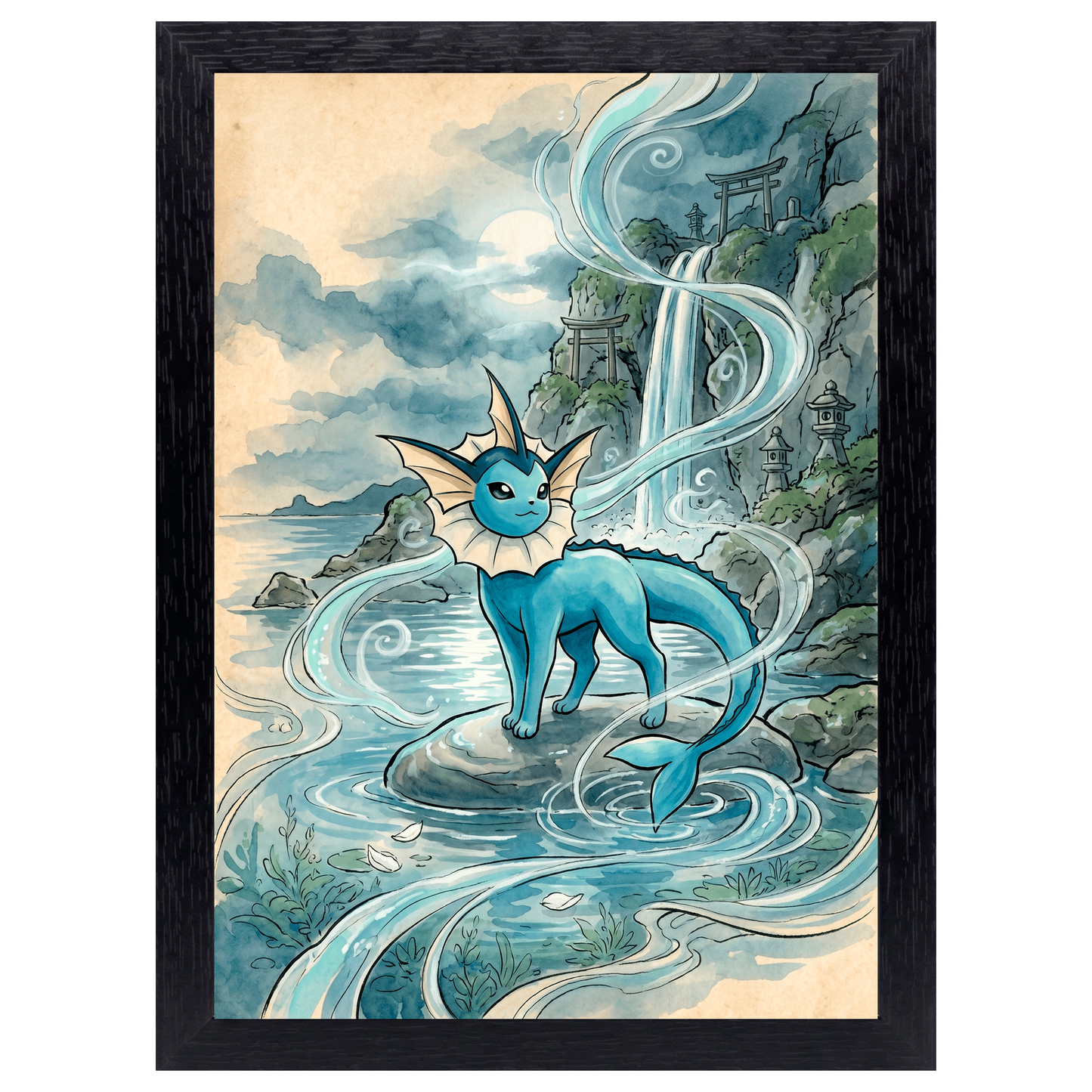 Cuadro Vaporeon – Pokémon · Ilustración Japonesa
