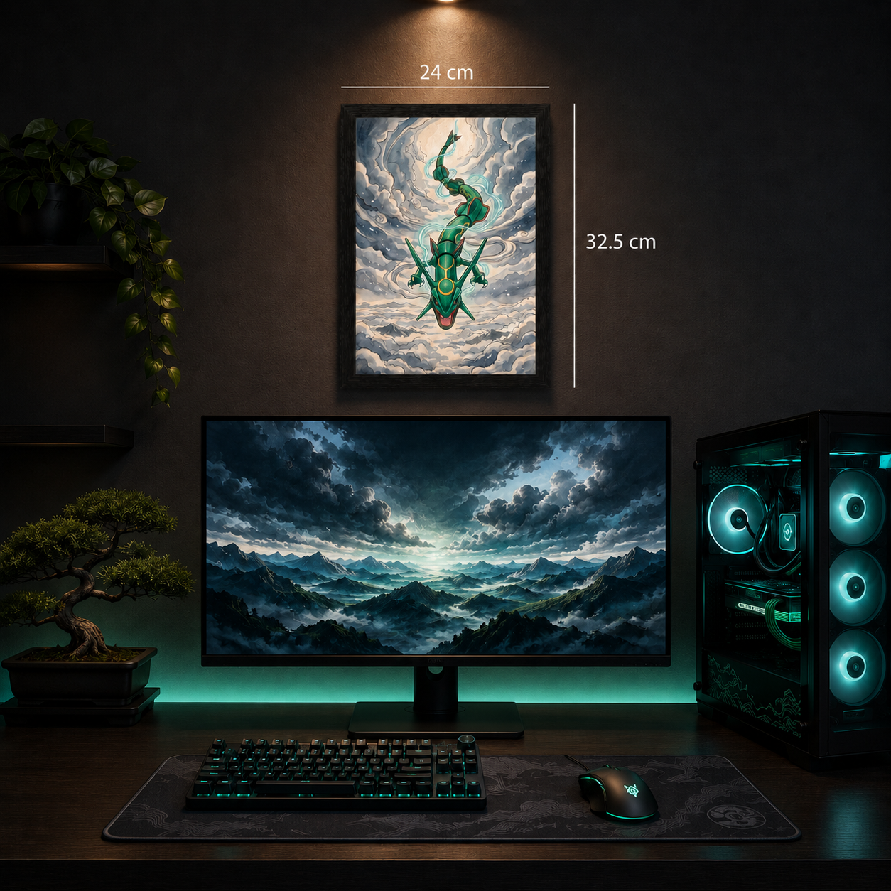 Cuadro Rayquaza – Pokémon · Ilustración Japonesa
