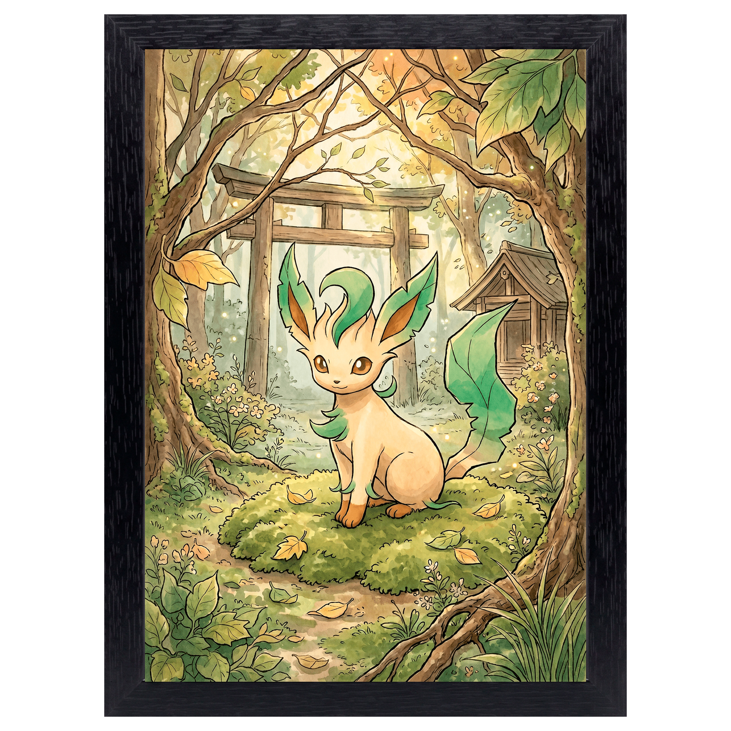 Cuadro Leafeon – Pokémon · Ilustración Japonesa