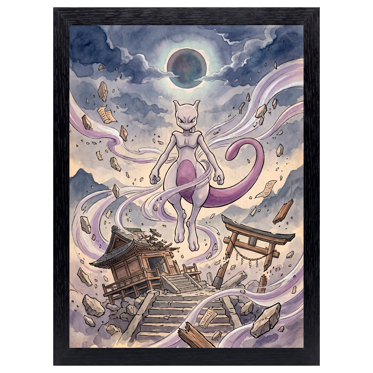 Cuadro Mewtwo – Pokémon · Ilustración Japonesa
