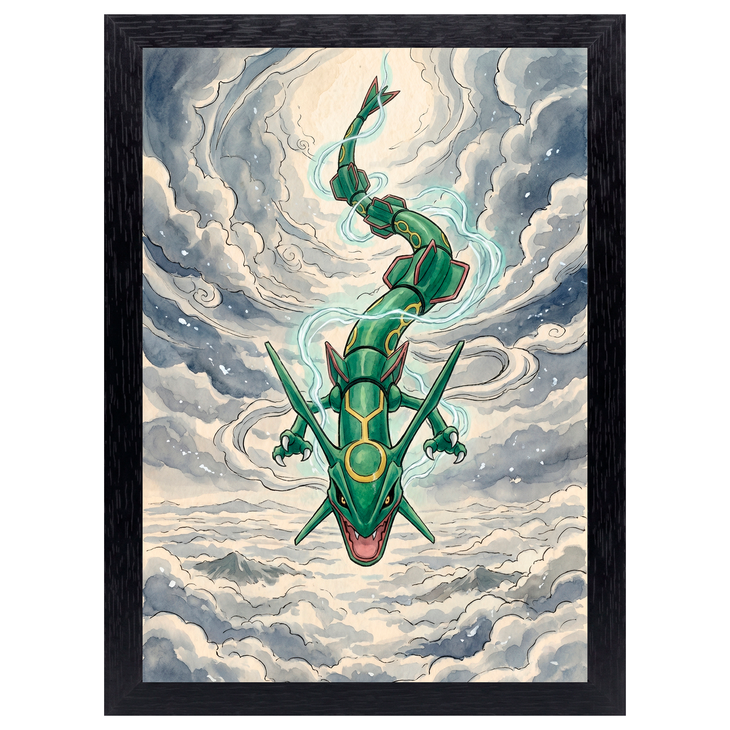 Cuadro Rayquaza – Pokémon · Ilustración Japonesa