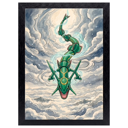 Cuadro Rayquaza – Pokémon · Ilustración Japonesa